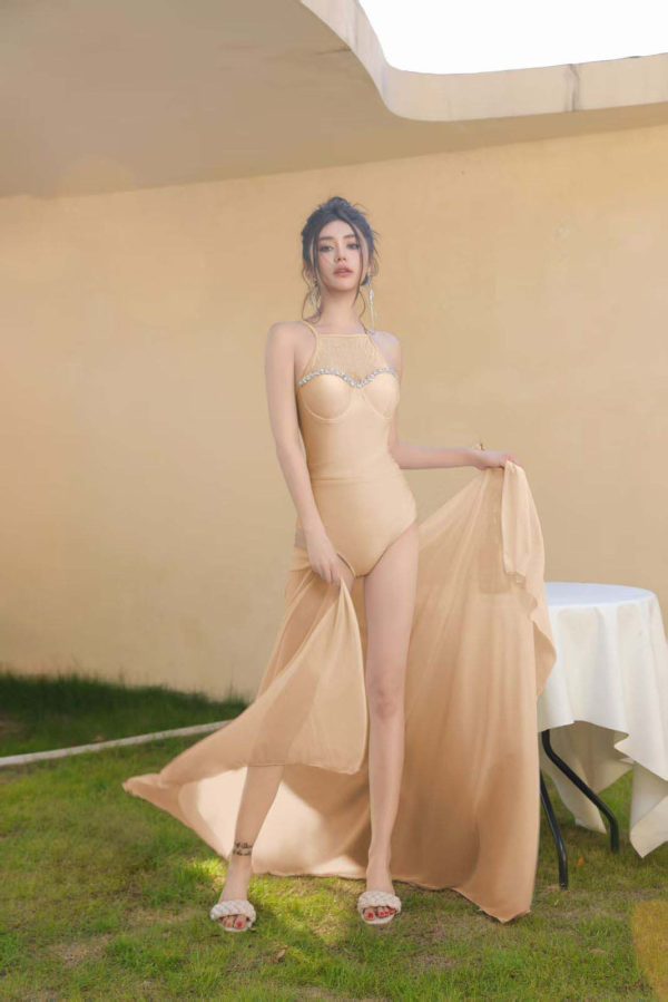 0054 Women's Elegant Halter Neck Ruched Bodycon Midi Dress